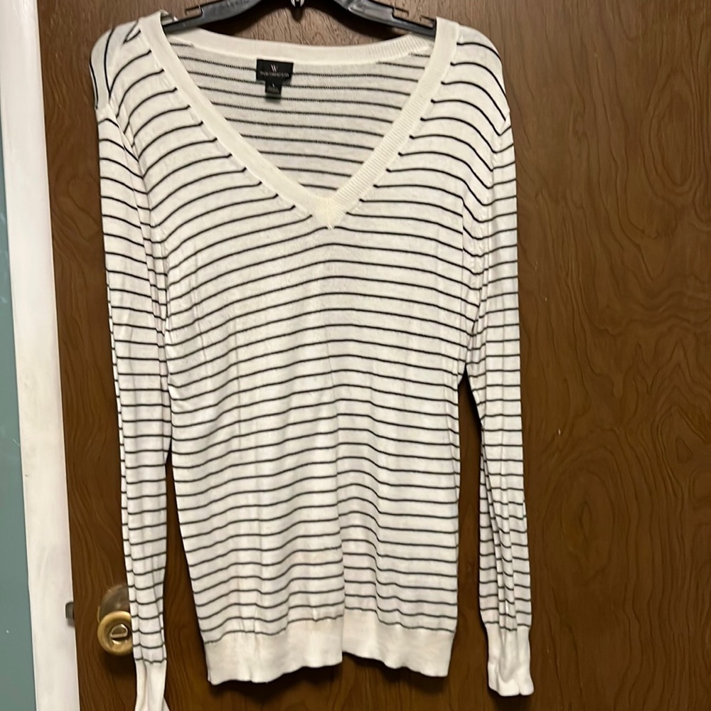Worthington Women’s black and white striped sweater size L
